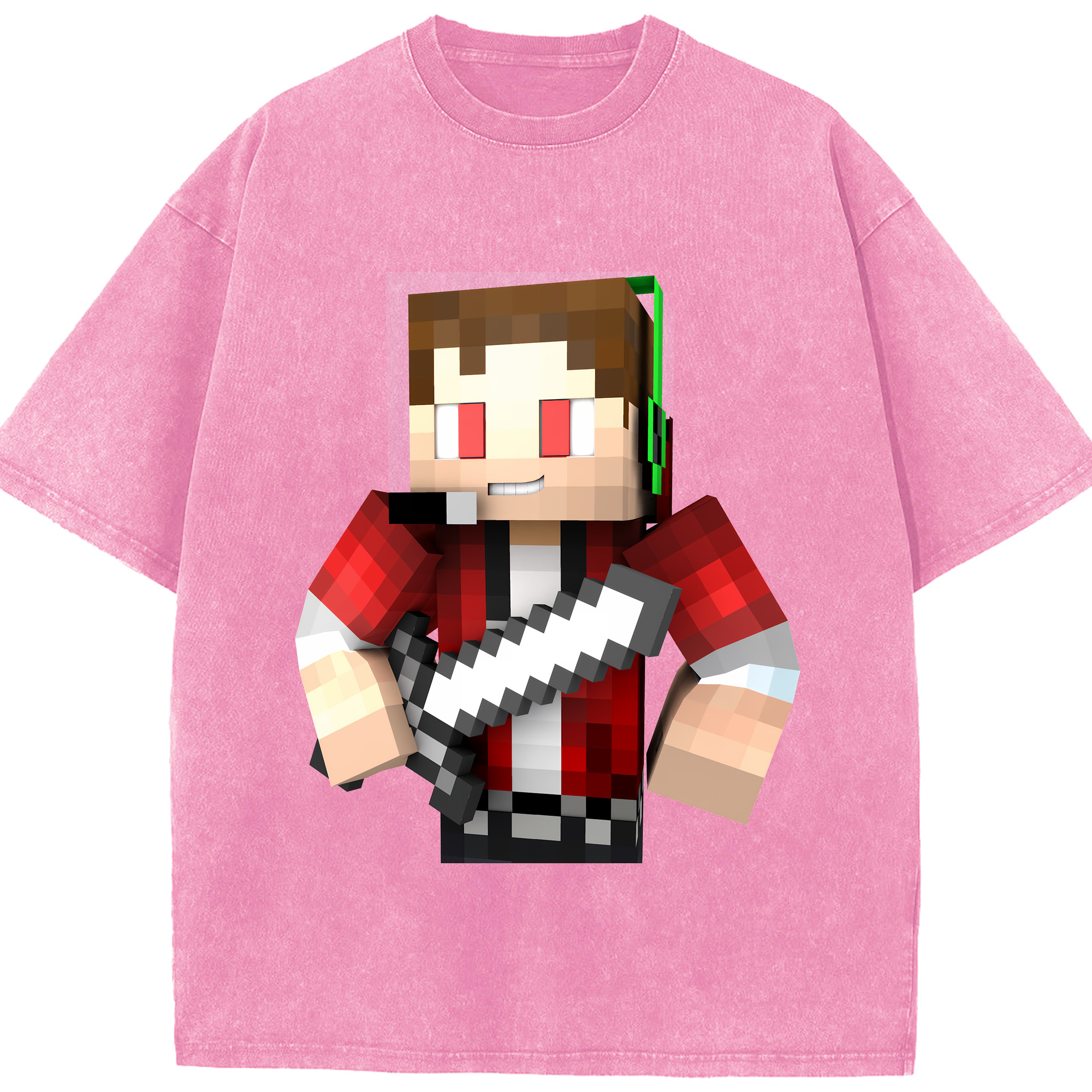 （画像用） マインクラフト ブロックの世界 Minecraft MC Block world 綿100% ヴィンテージ風 半袖Tシャツ（フロントプリント）